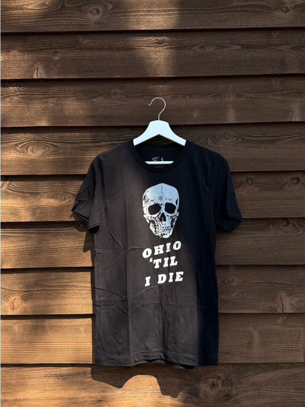 Black 'Ohio 'Til I Die' Short Sleeve Graphic Tee - Skull Motif